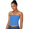 imageSunzel Womens Strapless Sexy Tube Top Double Lined Sleeveless Crop Top Summer Basic Bandeau Tops for Layering or Going OutClassic Blue