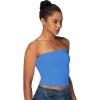 imageSunzel Womens Strapless Sexy Tube Top Double Lined Sleeveless Crop Top Summer Basic Bandeau Tops for Layering or Going OutClassic Blue