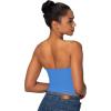 imageSunzel Womens Strapless Sexy Tube Top Double Lined Sleeveless Crop Top Summer Basic Bandeau Tops for Layering or Going OutClassic Blue
