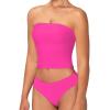 imageSunzel Womens Strapless Sexy Tube Top Double Lined Sleeveless Crop Top Summer Basic Bandeau Tops for Layering or Going OutHot Pink