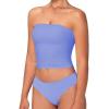 imageSunzel Womens Strapless Sexy Tube Top Double Lined Sleeveless Crop Top Summer Basic Bandeau Tops for Layering or Going OutPeriwinkle