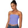 imageSunzel Womens Strapless Sexy Tube Top Double Lined Sleeveless Crop Top Summer Basic Bandeau Tops for Layering or Going OutPeriwinkle