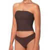 imageSunzel Womens Strapless Sexy Tube Top Double Lined Sleeveless Crop Top Summer Basic Bandeau Tops for Layering or Going OutSeal Brown