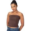 imageSunzel Womens Strapless Sexy Tube Top Double Lined Sleeveless Crop Top Summer Basic Bandeau Tops for Layering or Going OutSeal Brown