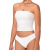 imageSunzel Womens Strapless Sexy Tube Top Double Lined Sleeveless Crop Top Summer Basic Bandeau Tops for Layering or Going OutWhite