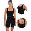 imageSunzfly Women Square Neck Sport Bra with Removable Pads Builtin Bra Crop Tank Top Summer Sleeveless Camisole Workout YogaBlack