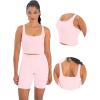 imageSunzfly Women Square Neck Sport Bra with Removable Pads Builtin Bra Crop Tank Top Summer Sleeveless Camisole Workout YogaCherry Blossom