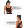 imageSunzfly Women Square Neck Sport Bra with Removable Pads Builtin Bra Crop Tank Top Summer Sleeveless Camisole Workout YogaChocolate
