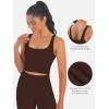 imageSunzfly Women Square Neck Sport Bra with Removable Pads Builtin Bra Crop Tank Top Summer Sleeveless Camisole Workout YogaChocolate
