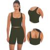 imageSunzfly Women Square Neck Sport Bra with Removable Pads Builtin Bra Crop Tank Top Summer Sleeveless Camisole Workout YogaForest Night