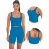 imageSunzfly Women Square Neck Sport Bra with Removable Pads Builtin Bra Crop Tank Top Summer Sleeveless Camisole Workout YogaFrench Blue