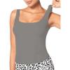 imageSunzel Womens Square Neck Tank Top Longline Workout Yoga Sleeveless Double Lined Basic Tight T Shirts Going Out Casual TopsCharcoal Gray