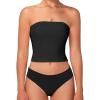 imageSunzel Womens Strapless Sexy Tube Top Double Lined Sleeveless Crop Top Summer Basic Bandeau Tops for Layering or Going OutBlack