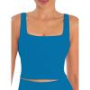 imageSunzfly Women Square Neck Sport Bra with Removable Pads Builtin Bra Crop Tank Top Summer Sleeveless Camisole Workout YogaFrench Blue