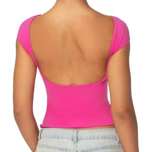 imageSunzel Open Back Tops for Women Sexy Going Out Top Double Lined Backless Shirt Y2K Crop Basic Tee Shirts for Casual WorkoutHot Pink