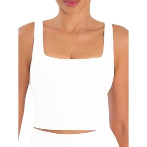 imageSunzfly Women Square Neck Sport Bra with Removable Pads Builtin Bra Crop Tank Top Summer Sleeveless Camisole Workout YogaCoconut Milk