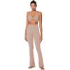 imageSunzel Womens Halter Neck Sports Bra Twist Front Yoga Crop Top with Removable Pads Open Back V Neck Bra for Gym WorkoutBeige