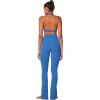 imageSunzel Womens Halter Neck Sports Bra Twist Front Yoga Crop Top with Removable Pads Open Back V Neck Bra for Gym WorkoutClassic Blue
