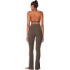 imageSunzel Womens Halter Neck Sports Bra Twist Front Yoga Crop Top with Removable Pads Open Back V Neck Bra for Gym WorkoutSeal Brown