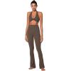 imageSunzel Womens Halter Neck Sports Bra Twist Front Yoga Crop Top with Removable Pads Open Back V Neck Bra for Gym WorkoutSeal Brown