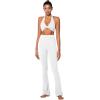 imageSunzel Womens Halter Neck Sports Bra Twist Front Yoga Crop Top with Removable Pads Open Back V Neck Bra for Gym WorkoutWhite