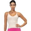 imageSunzel Tank Top for Women V Neck Seamless Ribbed Crop Camisole with RufflesBlack  Beige