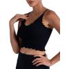imageSunzel Tank Top for Women V Neck Seamless Ribbed Crop Camisole with RufflesBlack  Black