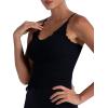 imageSunzel Tank Top for Women V Neck Seamless Ribbed Crop Camisole with RufflesBlack  Brown