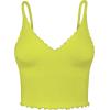 imageSunzel Tank Top for Women V Neck Seamless Ribbed Crop Camisole with RufflesBlack  Sprout Green