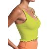 imageSunzel Tank Top for Women V Neck Seamless Ribbed Crop Camisole with RufflesBlack  Sprout Green
