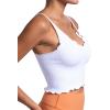 imageSunzel Tank Top for Women V Neck Seamless Ribbed Crop Camisole with RufflesBlack  White