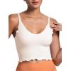 imageSunzel Tank Top for Women V Neck Seamless Ribbed Crop Camisole with RufflesBlackbeige