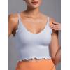 imageSunzel Tank Top for Women V Neck Seamless Ribbed Crop Camisole with RufflesBlackgrey