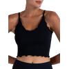 imageSunzel Tank Top for Women V Neck Seamless Ribbed Crop Camisole with RufflesBlackred