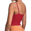 imageSunzel Tank Top for Women V Neck Seamless Ribbed Crop Camisole with RufflesBlackred
