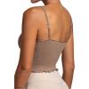 imageSunzel Tank Top for Women V Neck Seamless Ribbed Crop Camisole with RufflesBrown