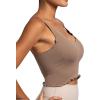 imageSunzel Tank Top for Women V Neck Seamless Ribbed Crop Camisole with RufflesBrown
