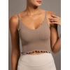 imageSunzel Tank Top for Women V Neck Seamless Ribbed Crop Camisole with RufflesBrown