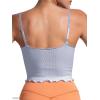 imageSunzel Tank Top for Women V Neck Seamless Ribbed Crop Camisole with RufflesGrey