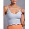 imageSunzel Tank Top for Women V Neck Seamless Ribbed Crop Camisole with RufflesGrey