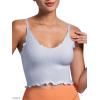 imageSunzel Tank Top for Women V Neck Seamless Ribbed Crop Camisole with RufflesGrey