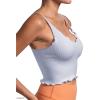 imageSunzel Tank Top for Women V Neck Seamless Ribbed Crop Camisole with RufflesGrey