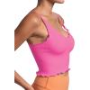 imageSunzel Tank Top for Women V Neck Seamless Ribbed Crop Camisole with RufflesHot Pink