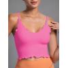 imageSunzel Tank Top for Women V Neck Seamless Ribbed Crop Camisole with RufflesHot Pink