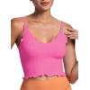 imageSunzel Tank Top for Women V Neck Seamless Ribbed Crop Camisole with RufflesHot Pinklavender