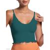 imageSunzel Tank Top for Women V Neck Seamless Ribbed Crop Camisole with RufflesRedteal