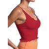 imageSunzel Tank Top for Women V Neck Seamless Ribbed Crop Camisole with RufflesRedteal
