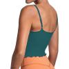 imageSunzel Tank Top for Women V Neck Seamless Ribbed Crop Camisole with RufflesTeal