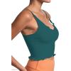 imageSunzel Tank Top for Women V Neck Seamless Ribbed Crop Camisole with RufflesTeal