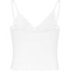 imageSunzel Tank Top for Women V Neck Seamless Ribbed Crop Camisole with RufflesWhite
